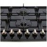 Parrilla de gas DIAMOND GLASS empotrable de 6 quemadores de cristal templado color negro